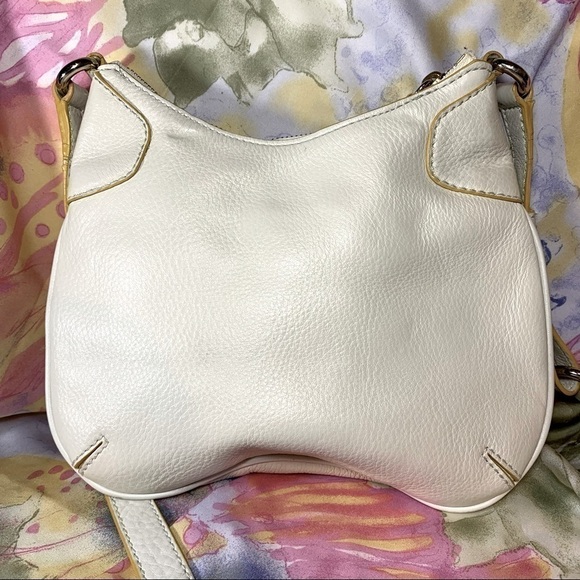 𝅺cole Haan Off White Leather Shoulder Bag Zippered Crossbody - Picture 4 of 8
